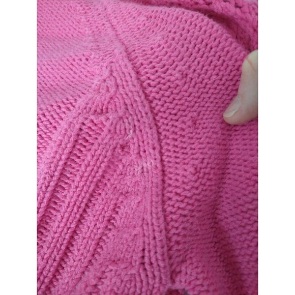 VTG Moda Intl Sweater size Med PINK Med Cable Fisherman Cardigan chore pockets - Picture 11 of 13